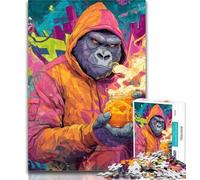 1000 Piece Puzzle Smoky Chimpanzee 1000 Pieces Jigsaw Puzzles for Adults And Teens,Artists Collection, Fine Art for Age 14+ 26x38cm