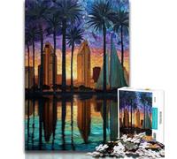 1000 Piece Puzzle Stained Glass City Jigsaw Puzzle 1000 Pieces for Teenagers,Decompressing Intellectual Educational Toy Birthday Present, Gifts (26x38cm)