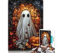 1000 Piece Puzzle Stained Glass Halloween Jigsaw Puzzle 1000 Pieces for Teenagers,Challenging Game And Family Play Secret Santa Gifts 26x38cm