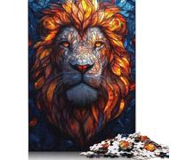 1000 Piece Puzzle Stained Glass Lion Jigsaw Puzzles for Adults Paperboard Puzzles Best Gift for Adults And 38x26cm/1000pcs