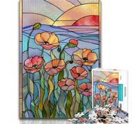 1000 Piece Puzzle Stained Glass Poppies 1000 Piece Jigsaw Puzzles for Teenagers,learning Educational Toys Unique Home Decor And Gifts (26x38cm)