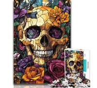 1000 Piece Puzzle Stained Glass Skull Jigsaws 1000 Pieces for Teenagers,is Ideal As A Gift for The Whole Family Suitable for And 14 50x75cm