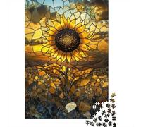 1000 Piece Puzzle, Stained Glass Sunflower Sunset, 70x50cm/1000pcs