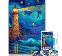 1000 Piece Puzzle Starry Sky Lighthouse 1000 Piece Jigsaw Puzzles for Adults Gifts,Educational Toys & Games for Adults And Teenagers 26x38cm