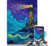 1000 Piece Puzzle Starry Sky Lighthouse 1000 Pieces Jigsaw Puzzles for Adults And Teens,Challenging Game Toys for Is Ideal As A Gift for The Whole Family 26x38cm