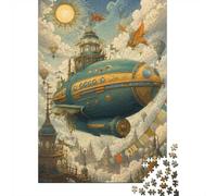 1000 Piece Puzzle, Steampunk Airship Clouds City, 52x38cm/1000pcs