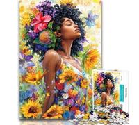 1000 Piece Puzzle Sunflower African Woman Jigsaws 1000 Pieces for Teenagers,is Ideal As A Gift for The Whole Family Suitable for And 14 26x38cm
