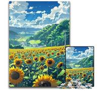 1000 Piece Puzzle Sunflower Field cardboard Puzzles Brain-Challenging DIY Decorative Game, Family Interactive Toy 26X38CM/10.23x14.96inch