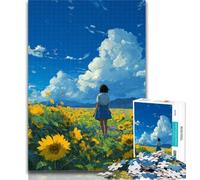 1000 Piece Puzzle Sunflower Garden Puzzles for Adults Teens 1000 Pieces,Toys Educational Games Stress Relieving Enhance Love between Couples 50x75cm