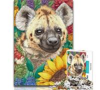 1000 Piece Puzzle Sunflower Hyena Jigsaw Puzzle 1000 Pieces for Teenagers,with Matching Poster And Trivia Sheet for Age 14 (50x75cm)