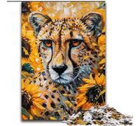 1000 Piece Puzzle Sunflower Leopard Jigsaw Puzzles 1000 Pieces for Adults Idea, Humorous Artwork, Detailed Artwork (size 26x38cm)