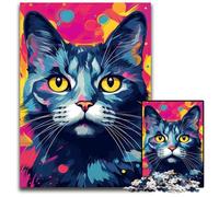 1000 Piece Puzzle Surreal Cat Abstract Jigsaw Puzzles Challenging Brain Teaser for Teenagers Family Game Night Fun 1000 PCS(75x50cm)