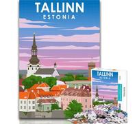 1000 Piece Puzzle Tallinn Estonia Travel Art 1000 Piece Jigsaw Puzzle for Adults And Teenagers,for Educational Game Challenge Toy Artists Collection, Fine Art 26x38cm