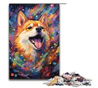 1000 Piece Puzzle The Colorful Psychedelia of Galaxy Shiba Inu Jigsaw for Adults Wood Jigsaw Great Gifts for Christmas 75x50cm