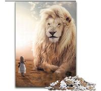 1000 Piece Puzzle The Huge White Lion cardboard Jigsaw Puzzles size 26x38cm Challenging Brain Teaser for Teenagers, Family Game Night Fun