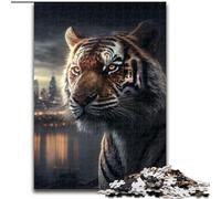 1000 Piece Puzzle Tiger in The Big City Impossible Jigsaw Puzzles for Adults Brain Teaser Game, Interactive Family Game, Suitable for Ages 14+ size 38x26cm