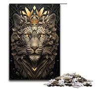 1000 Piece Puzzle Tiger King Golden Art Deco Jigsaw for Adults Wood Jigsaw Great Gifts for Christmas 75x50cm