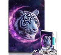 1000 Piece Puzzle Tiger on The Moon 1000 Piece Jigsaw Puzzle for Adults Teens,Train Your Brain And Hands Gifts for Friends And Family (26x38cm)