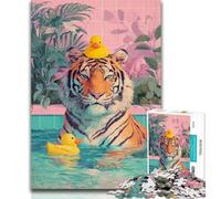 1000 Piece Puzzle Tiger Taking A Bath Jigsaw Puzzles for Adults 1000 Pieces,Relax Games Is Ideal As A Gift for The Whole Family 26x38cm