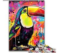1000 Piece Puzzle Toucan Graffiti Painting Wooden Jigsaw Puzzles for Adults size50x75cm Challenging Brain Teaser for Teenagers, Family Game Night Fun
