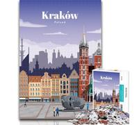 1000 Piece Puzzle Travel to Krakow 1000 Piece Jigsaw Puzzle for Adults And Teenagers,for Educational Game Challenge Toy Artists Collection, Fine Art 75x50cm