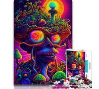 1000 Piece Puzzle Trippy Mushrooms 1000 Pieces Jigsaw Puzzles For Teens And Adults,with Matching Poster And Trivia Sheet for Age 14 Years Up (26x38cm)