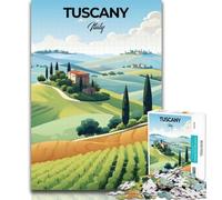 1000 Piece Puzzle Tuscany Italy Travel 1000 Piece Jigsaw Puzzles for Teenagers,Charcoal Art Staycation Kill Time for Home Decoration 26x38cm