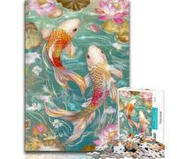 1000 Piece Puzzle Two Koi Carps Jigsaw Puzzles 1000 Pieces for Adults Teens,Toys Educational Games Stress Relieving Enhance Love between Couples (50x75cm)