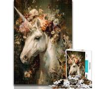 1000 Piece Puzzle Unicorn Flowers 1000 Piece Jigsaw Puzzles for Adults & Teens,Classic Educational Games Beautiful Decoration 50x75cm