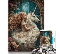 1000 Piece Puzzle Unicorn Girl 1000 Pieces Jigsaw Puzzle For Adults Teens,Toy Intellectual Game Artists Collection, Fine Art 26x38cm