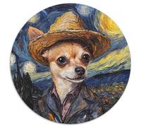 1000 Piece Puzzle Van Gogh Chihuahua 1000 Pieces Round Puzzles for Adults for Home Decor, Brain Training (67.5x67.5cm)