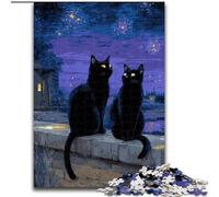 1000 Piece Puzzle Van Gogh Night Sky Black Cat 1000Pc Adults Jigsaw Puzzle Interactive Family Game, Suitable for Ages 14+ 26X38CM