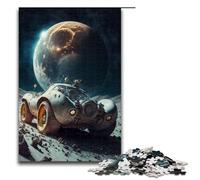 1000 Piece Puzzle Vintage Car On The Moon Jigsaw for Adults Wood Jigsaw Great Gifts for Christmas 75x50cm