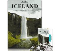 1000 Piece Puzzle Visit Iceland 1000 Piece Jigsaw Puzzles for Teenagers,Charcoal Art Staycation Kill Time for Home Decoration 26x38cm