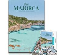 1000 Piece Puzzle Visit Majorca Adult Jigsaw Puzzles 1000 Pieces,Challenging Difficult with Fully Interlocking Randomly Shaped Pieces 26x38cm
