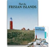 1000 Piece Puzzle Visit The Frisian Islands 1000 Piece Jigsaw Puzzles for Teenagers,Charcoal Art Staycation Kill Time for Home Decoration 75x50cm