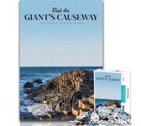 1000 Piece Puzzle Visit The Giants Causeway 1000 Piece Jigsaw Puzzles for Teenagers,Charcoal Art Staycation Kill Time for Home Decoration 26x38cm