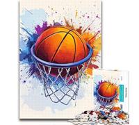1000 Piece Puzzle Watercolor Basketball 1000 Piece Jigsaw Puzzles for Teenagers Gifts,Artists Collection, Fine Art for Age 14+ 50x75cm