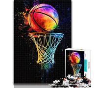 1000 Piece Puzzle Watercolor Basketball Jigsaw Puzzle 1000 Pieces for Teenagers,Challenging Game And Family Play Secret Santa Gifts 26x38cm