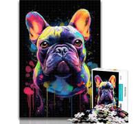 1000 Piece Puzzle Watercolor Bulldog Jigsaw Puzzle 1000 Pieces for Teenagers,Challenging Game And Family Play Secret Santa Gifts 26x38cm