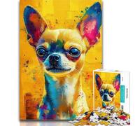 1000 Piece Puzzle Watercolor Chihuahua 1000 Piece Jigsaw Puzzles,Challenging Difficult with Fully Interlocking Randomly Shaped Pieces 50x75cm