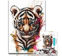 1000 Piece Puzzle Watercolor Tiger 1000 Pieces Jigsaw Puzzle For Adults Teens,Toy Intellectual Game Artists Collection, Fine Art 26x38cm