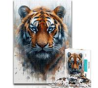 1000 Piece Puzzle Watercolor Tiger 1000 Pieces Jigsaw Puzzles for Adults And Teens,Challenging Game And Family Play Secret Santa Gifts 26x38cm
