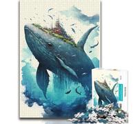 1000 Piece Puzzle Whale Watercolor Painting Jigsaws Puzzles 1000 Pieces for Adults Gifts,Decompressing Intellectual Educational Toy Great Gifts And Toys (50x75cm)