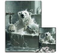 1000 Piece Puzzle White Polar Bear Bathtub Paper Puzzles Creative Family Game & Home Decor for Teenagers 1000 PCS(38x26cm)