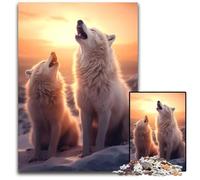 1000 Piece Puzzle White Wolves Howling Paper Puzzles Creative Family Game & Home Decor for Teenagers 1000 PCS(38x26cm)