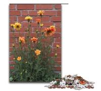 1000 Piece Puzzle Wild Flowers Sway in The Cracks of The Bricks Jigsaw for Adults Wooden Jigsaw Challenging Game 1000 PCS(38x26cm)