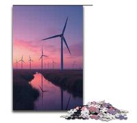 1000 Piece Puzzle Windmills Slowly Turn in The Twilight Jigsaw for Adults Wooden Jigsaw Challenging Game 1000 PCS(38x26cm)