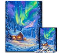 1000 Piece Puzzle Winter Wonderland Cabin Wooden Puzzles Creative Family Game & Home Decor for Teenagers 1000 PCS(75x50cm)