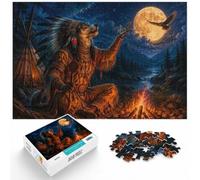 1000 Piece Puzzle, Wolf Shaman Howling at The Moon, 1000pcs (70x50cm) | For quiet evenings: Adult jigsaw puzzle with 1000 pieces; for anyone building a regular puzzle routine.
